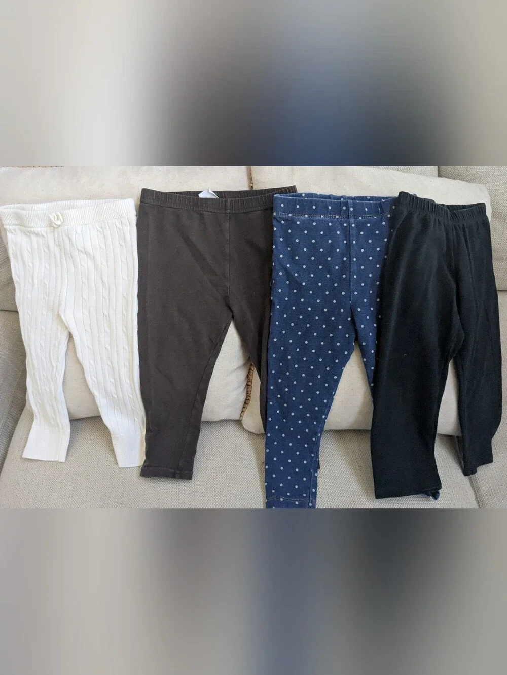 OshKosh B'gosh Girls' Leggings Set — White, Brown, Navy Polka Dot, Black 18m
